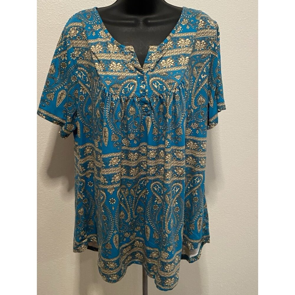 Folunsi Womens Size 2X Blouse V-Neck Multi Color